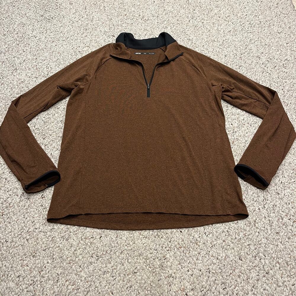 REI Co-op Heather Quarter Zip Long Sleeve Performance Pullover L Brown Gorpcore